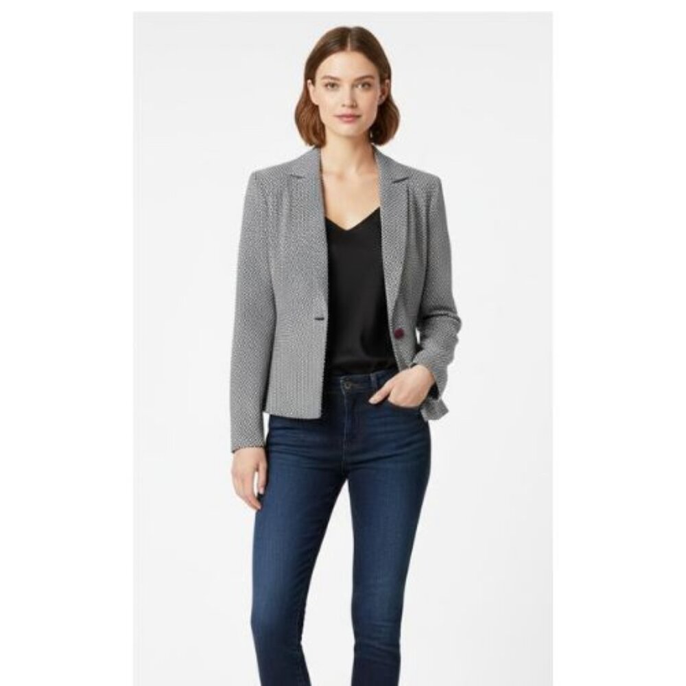 Michel René black and white suit office professional blazer size 36